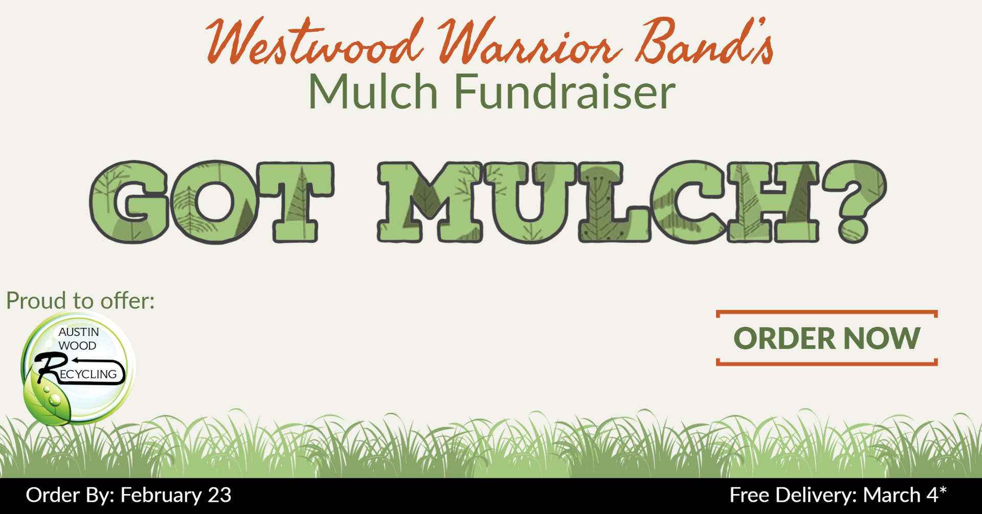 Order mulch from Westwood Area Band Boosters